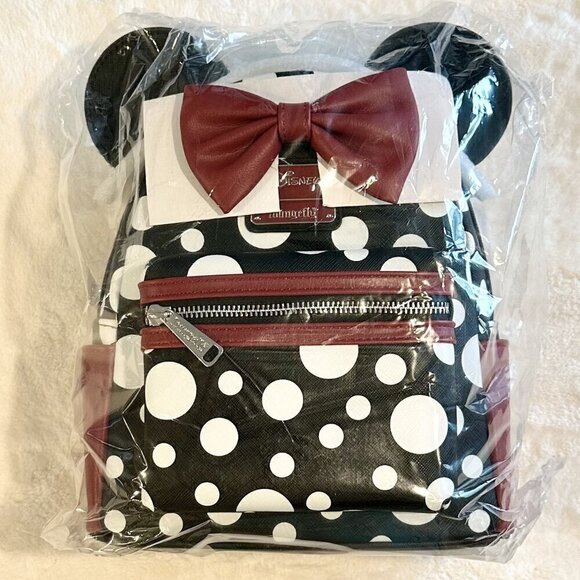 NWT RARE Disney Loungefly Minnie Mouse Polka Dot Mini Bag Backpack - Picture 2 of 9